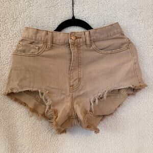 BDG Cheeky Shorts Tan Cutoff High Rise Size 27 Distressed